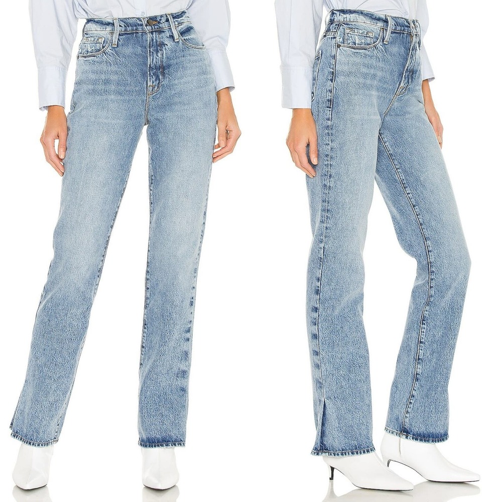 Frame Le Drew Jeans In Cascade Blue 90s Inspired High Rise 100% Cotton Size 28